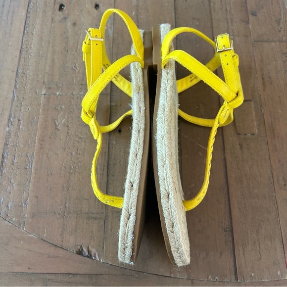 JACK ROGERS Evie Espadrille Sandal Thong Ankle Strap Leather Jute Yellow 7 - Picture 8 of 10